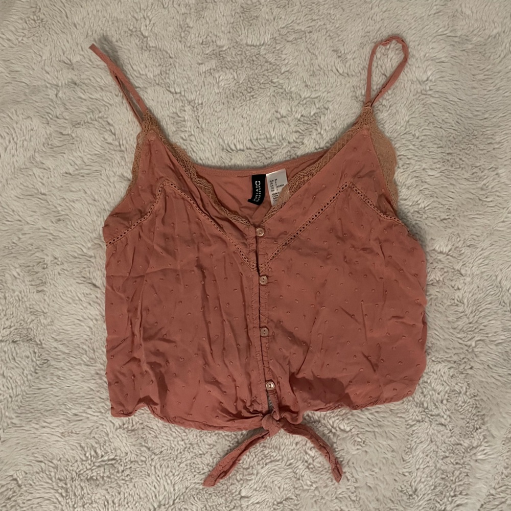 Coral Pink H&M Lace Tank Top